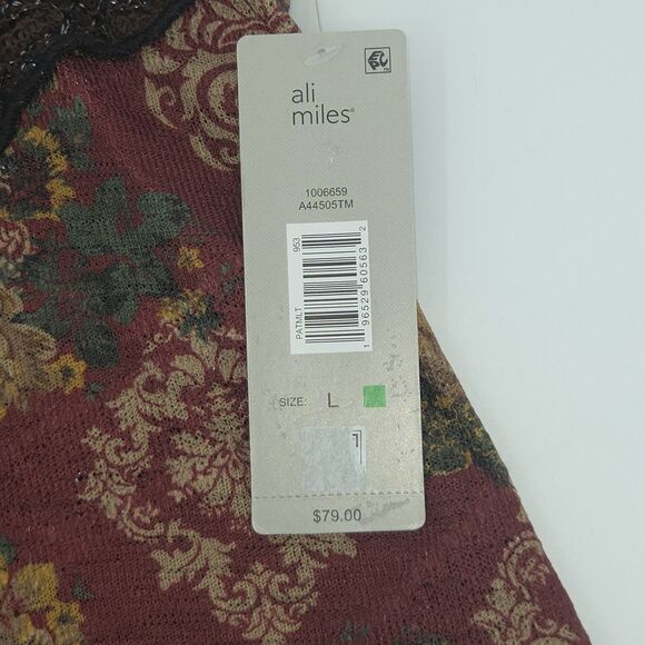 Ali Miles Mixed Media Patch Knit Tunic Sweater Top Womens Large Boho Patchwork - Picture 8 of 9